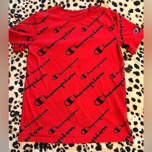 Champion Kids Red Script Logo Tee